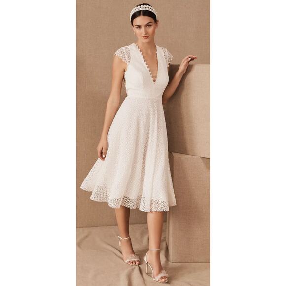 NWT BHLDN Sau Lee Dolores Bridal Lace Open Back A Line Dress 6 - Picture 1 of 10